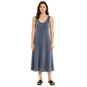 CP Shades Vintage Slate Blue‑Gray Sleeveless Velvet Midi Dress Silk Blend USA 8
